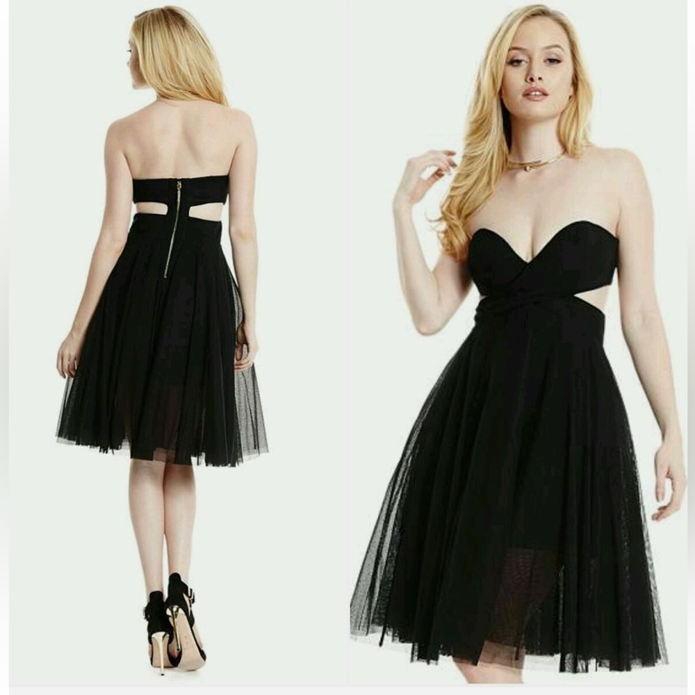 Marciano black Strapless Dress with cutout at waist